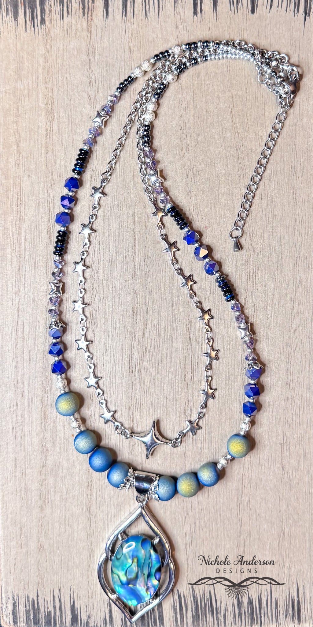 Abalone Druzy Agate, Two Strand Necklace
