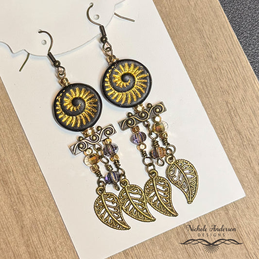 Ammonite Black Bronze Earrings