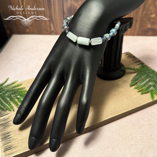 Aquamarine Bracelet, Adjustable 7 1/4 to 8 inches