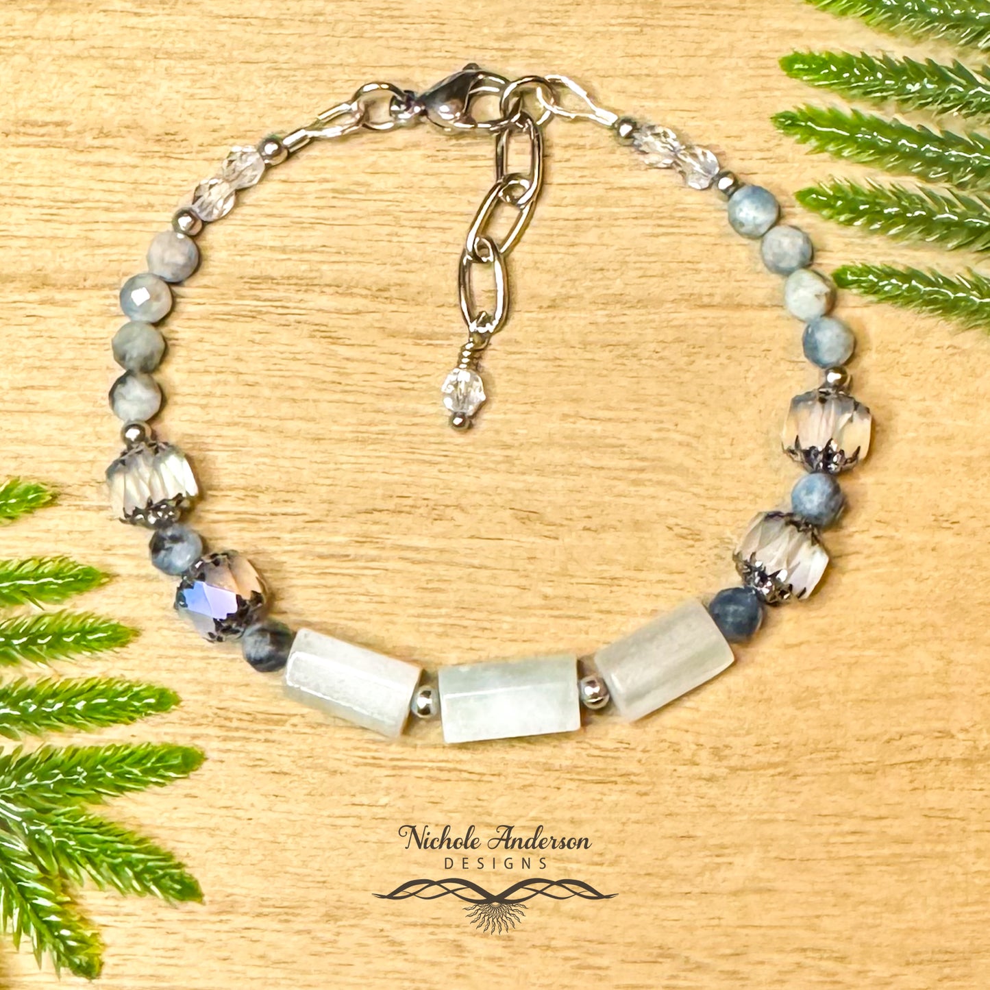 Aquamarine Bracelet, Adjustable 7 1/4 to 8 inches