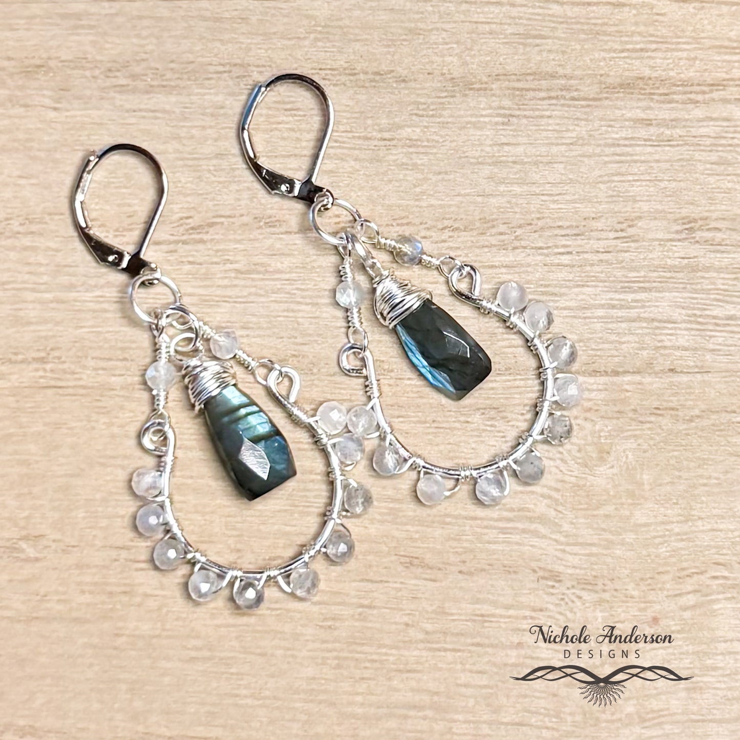 Laboradorite Pyramid Earrings