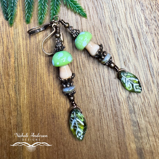 Mushroom Leaf Drop Earrings