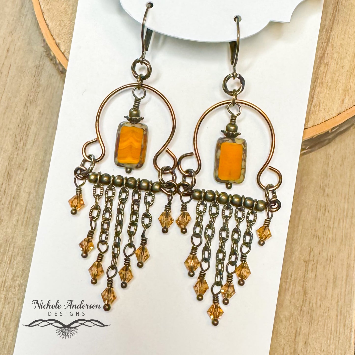 Orange Opal Chandelier Earrings