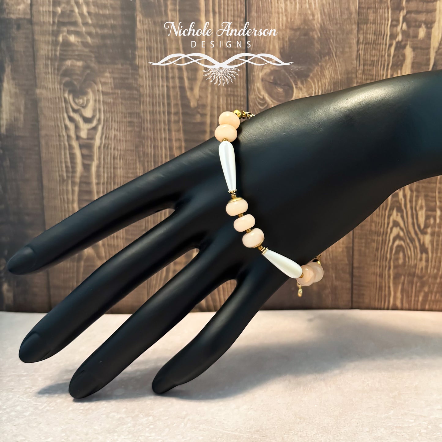 Pink Aventurine & Shell Slider Bracelet | 18k Gold Plated
