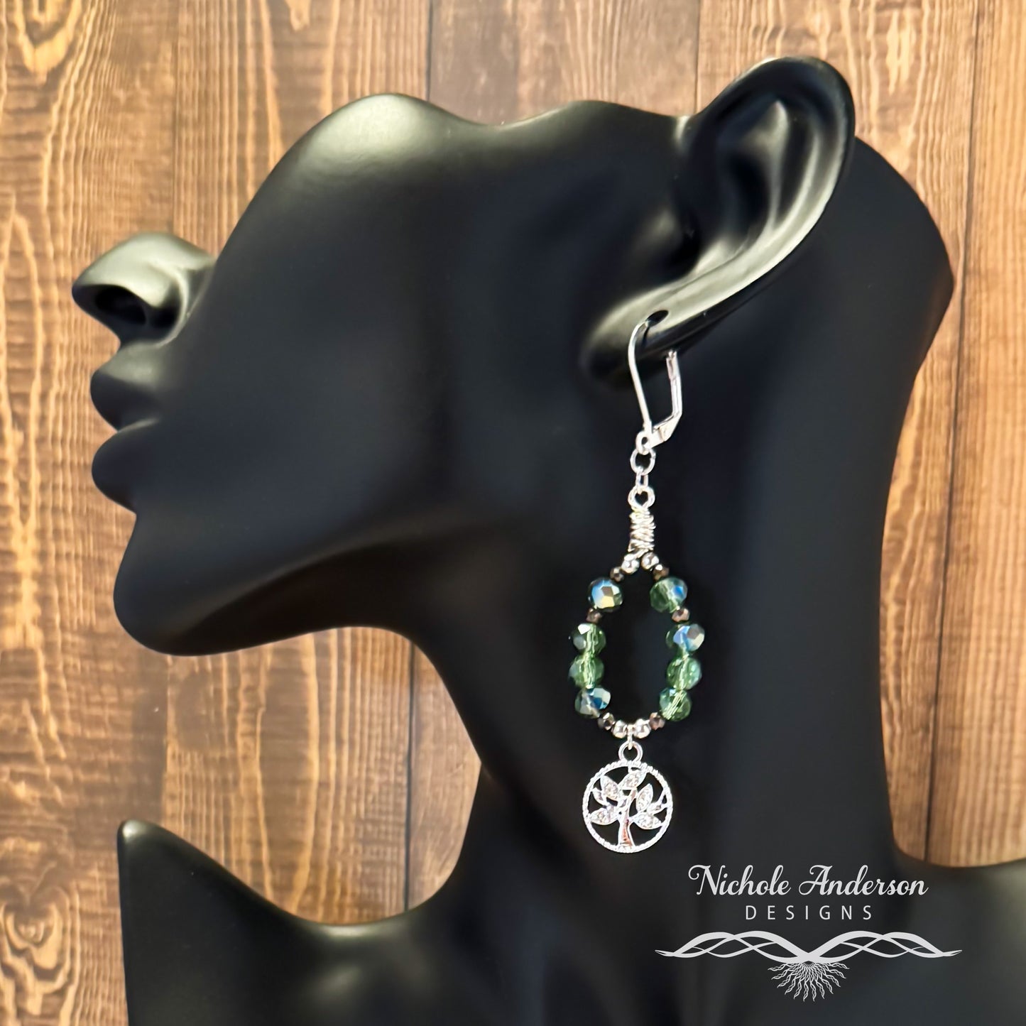 Rhinestone Tree Drop Earrings