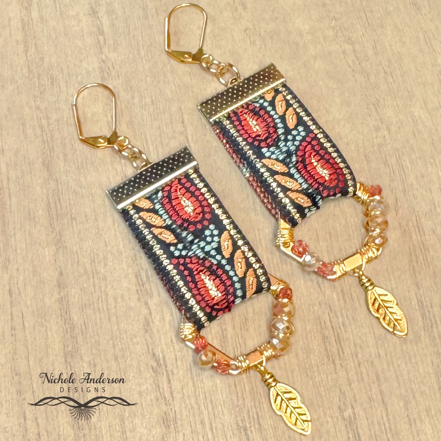 Feather Flame Ribbon Earrings