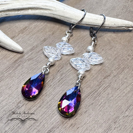 Vitrail Crystal Leaf Earrings