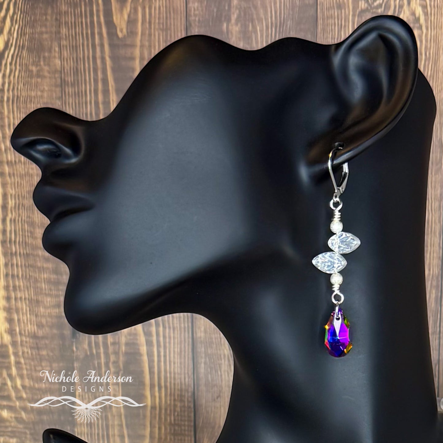 Vitrail Crystal Leaf Earrings