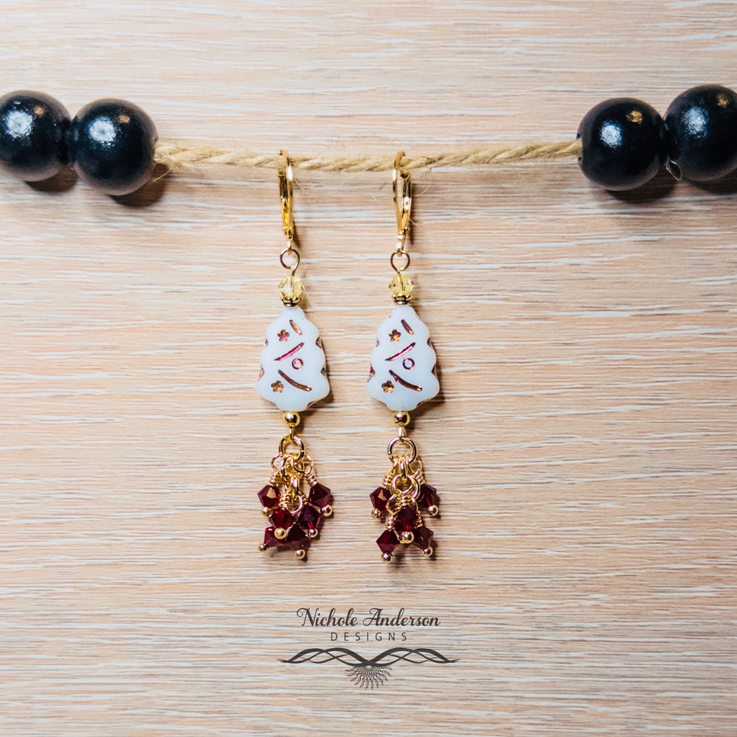 White Christmas Cluster Earrings