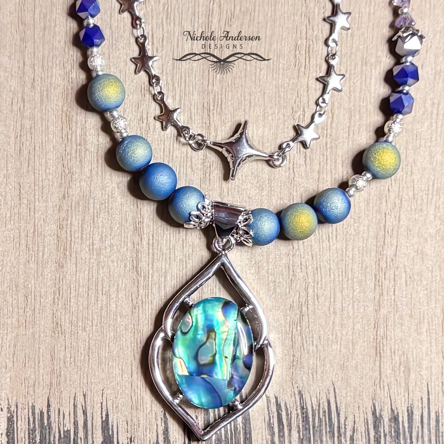 Abalone Druzy Agate, Two Strand Necklace