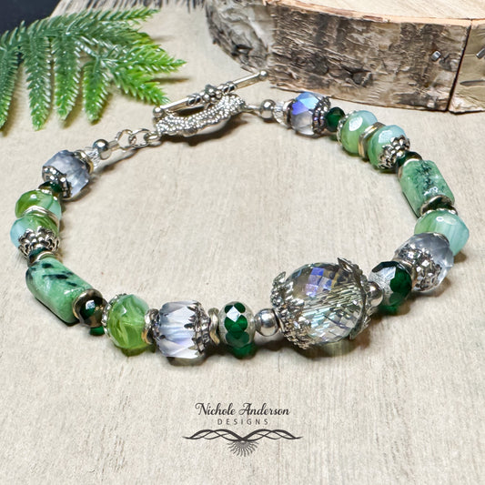 African Turquoise Czech Bracelet, 7 3/4 inches