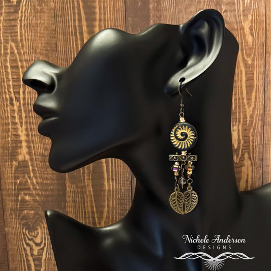 Ammonite Black Bronze Earrings