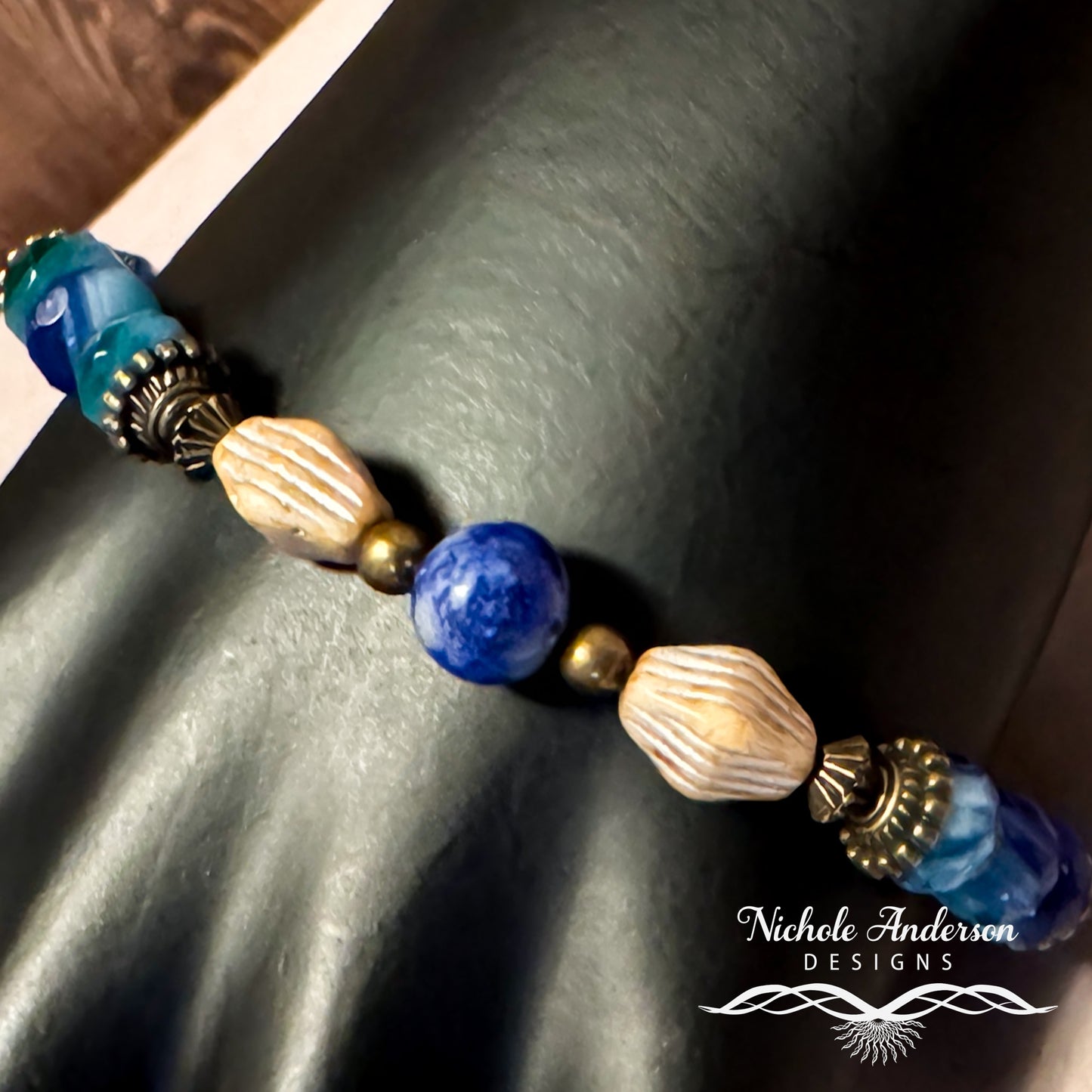 Azurite Malachite Czech Crystal Bracelet – Limited Edition