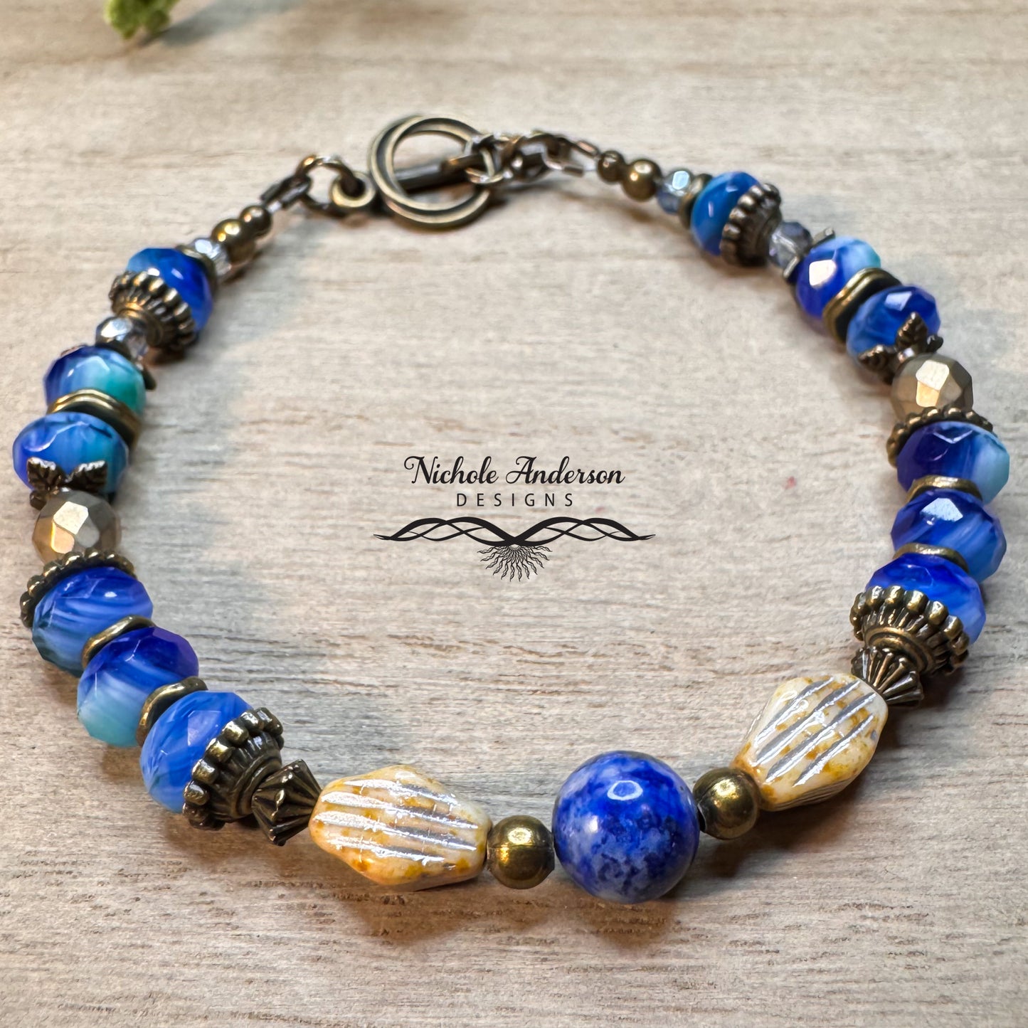 Azurite Malachite Czech Crystal Bracelet – Limited Edition