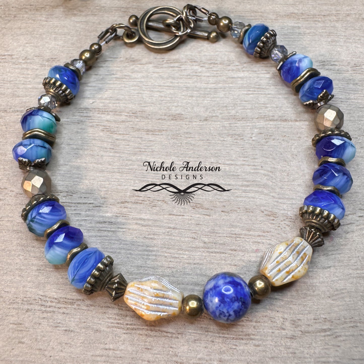 Azurite Malachite Czech Crystal Bracelet – Limited Edition