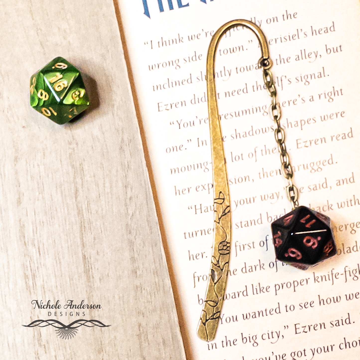 Black & Red D20 Dice Bookmark