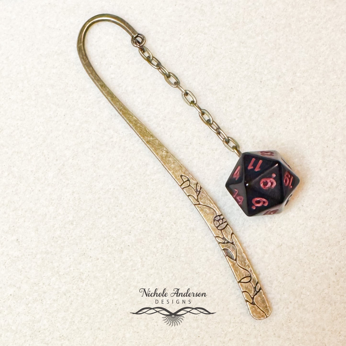 Black & Red D20 Dice Bookmark
