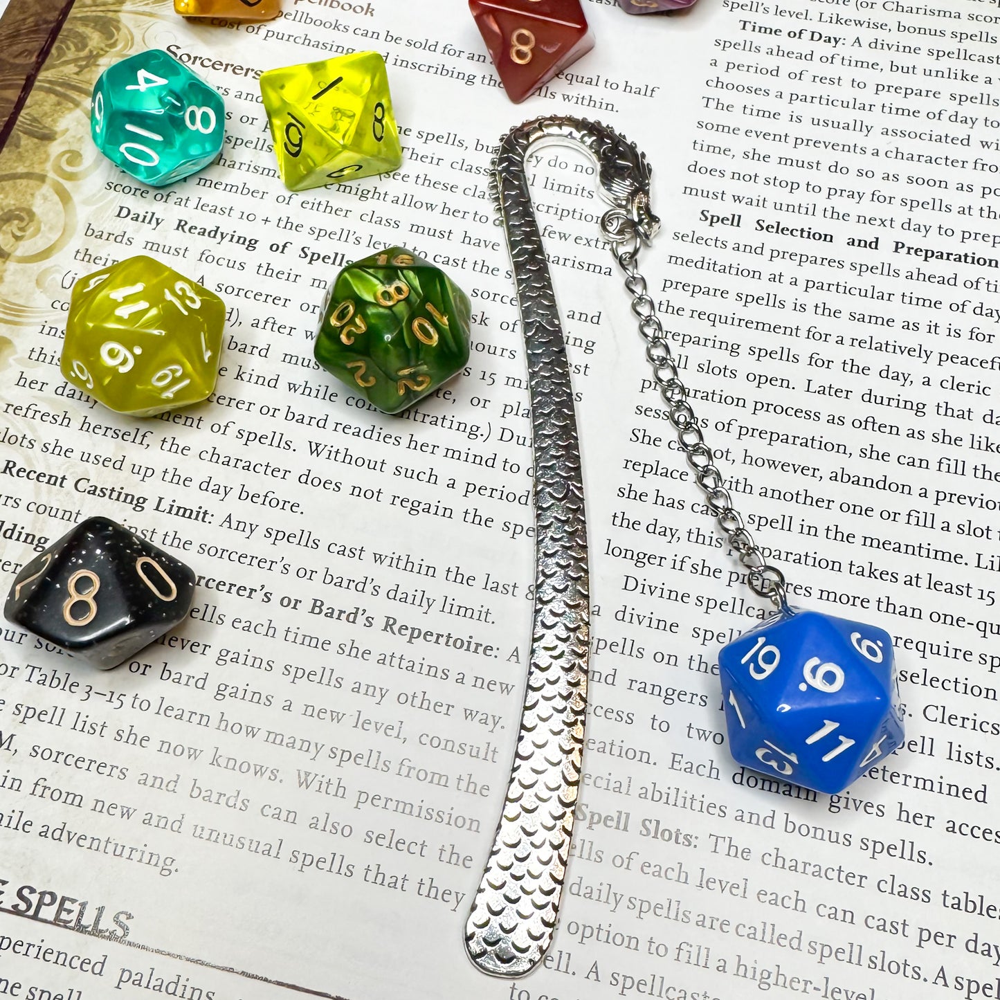 D20 Dice Dragon Bookmark