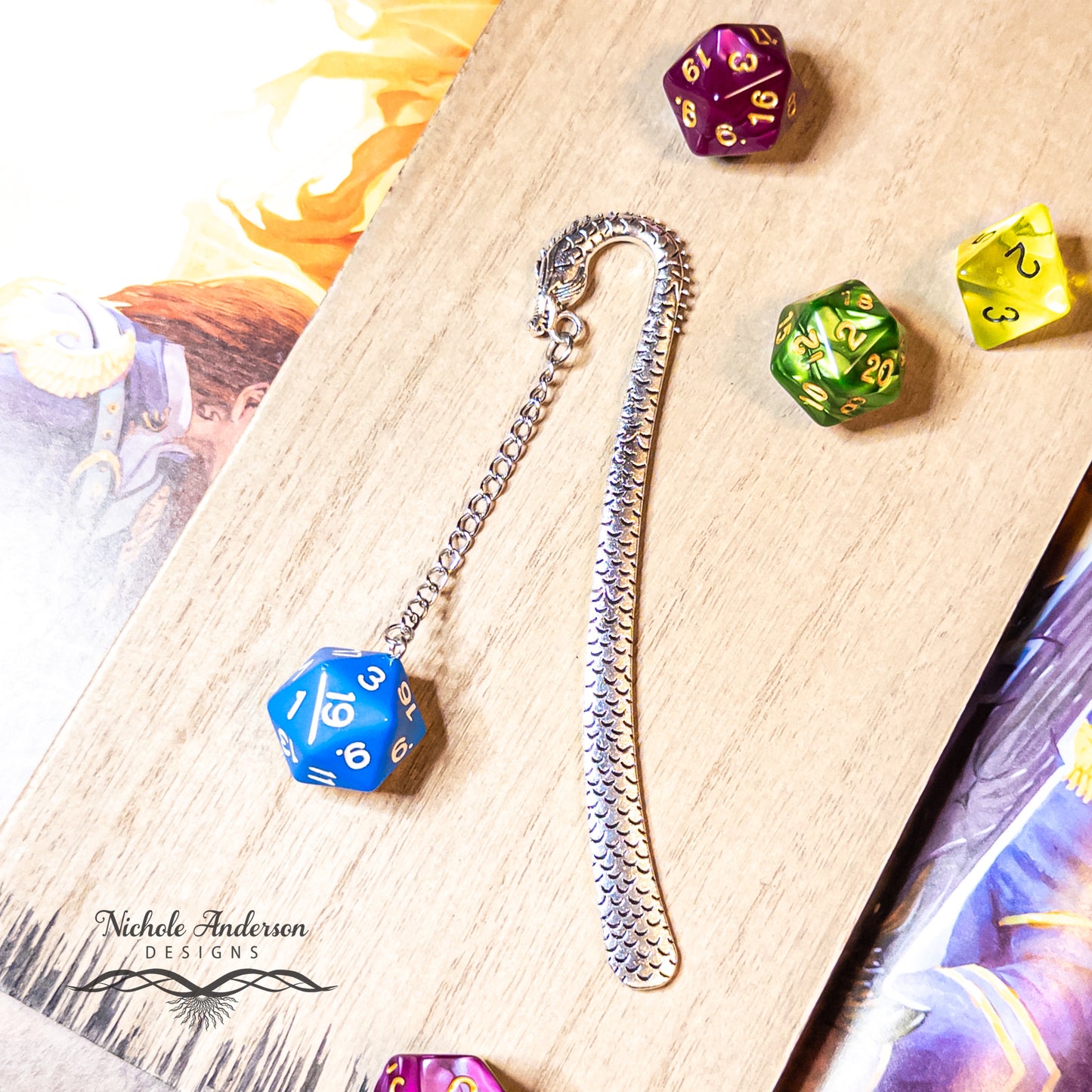 D20 Dice Dragon Bookmark