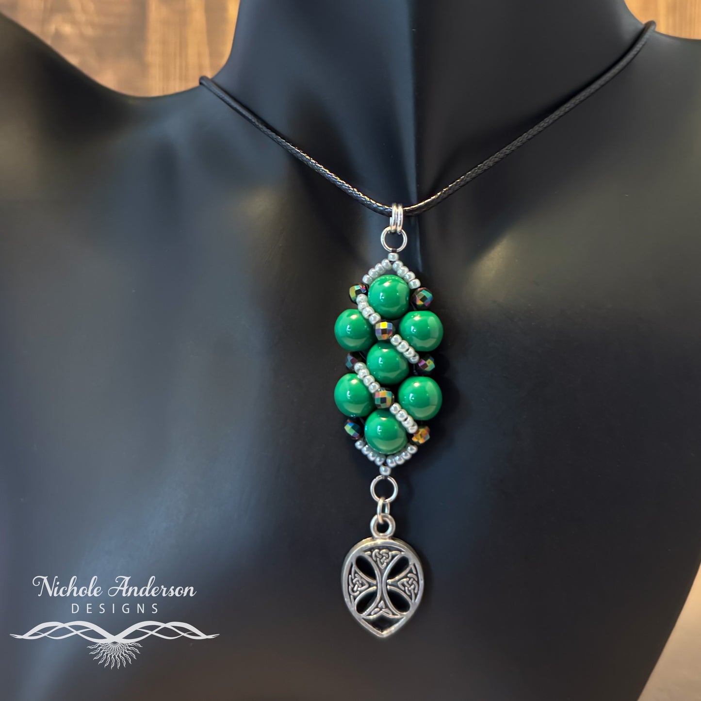 Celtic Right Weave Pendant Necklace, 17 inches in length, 2 in extension chain, Focal is 3 inches long
