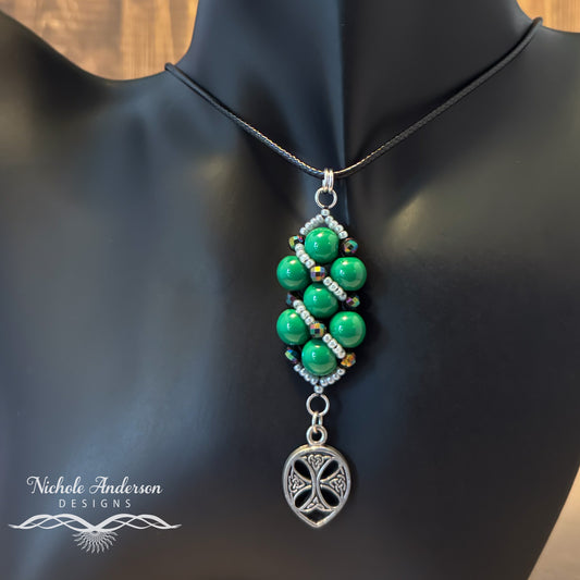 Celtic Right Weave Pendant Necklace, 17 inches in length, 2 in extension chain, Focal is 3 inches long