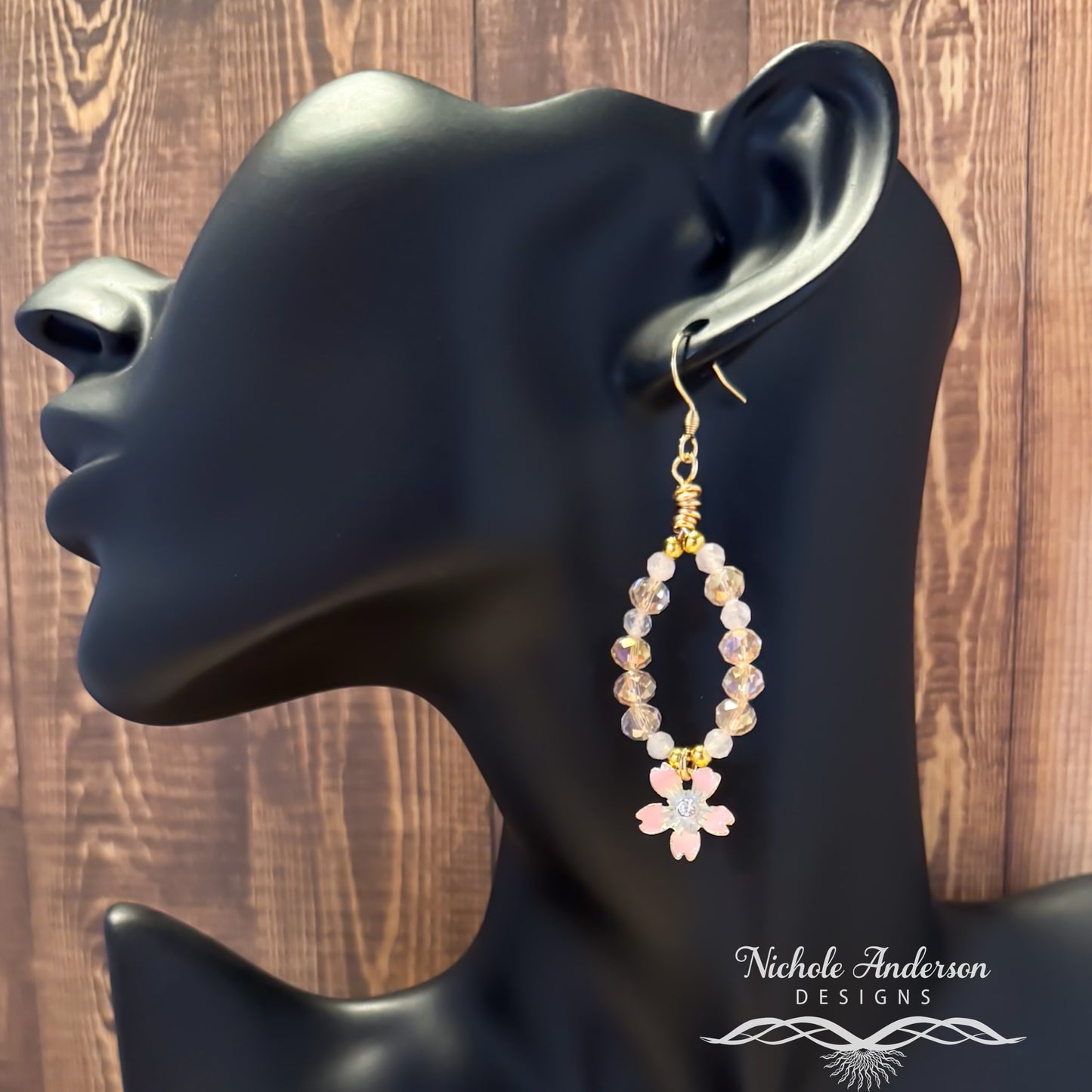 Cherry Blossom Rose Quartz Drop Earrings