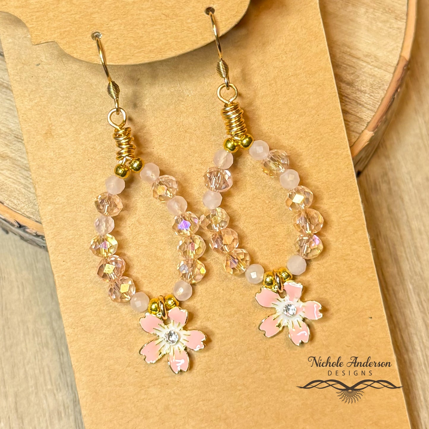 Cherry Blossom Rose Quartz Drop Earrings