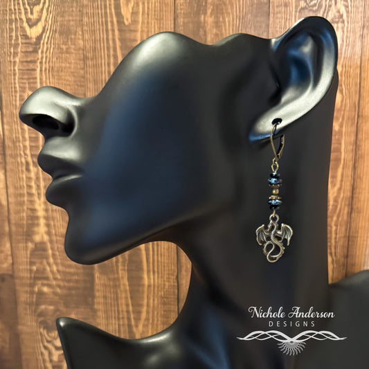 Colbalt Picasso Dragon Earrings