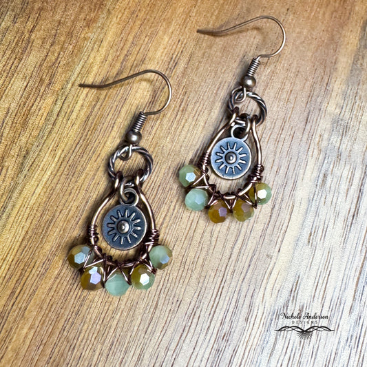 Copper Sun Drop Earrings