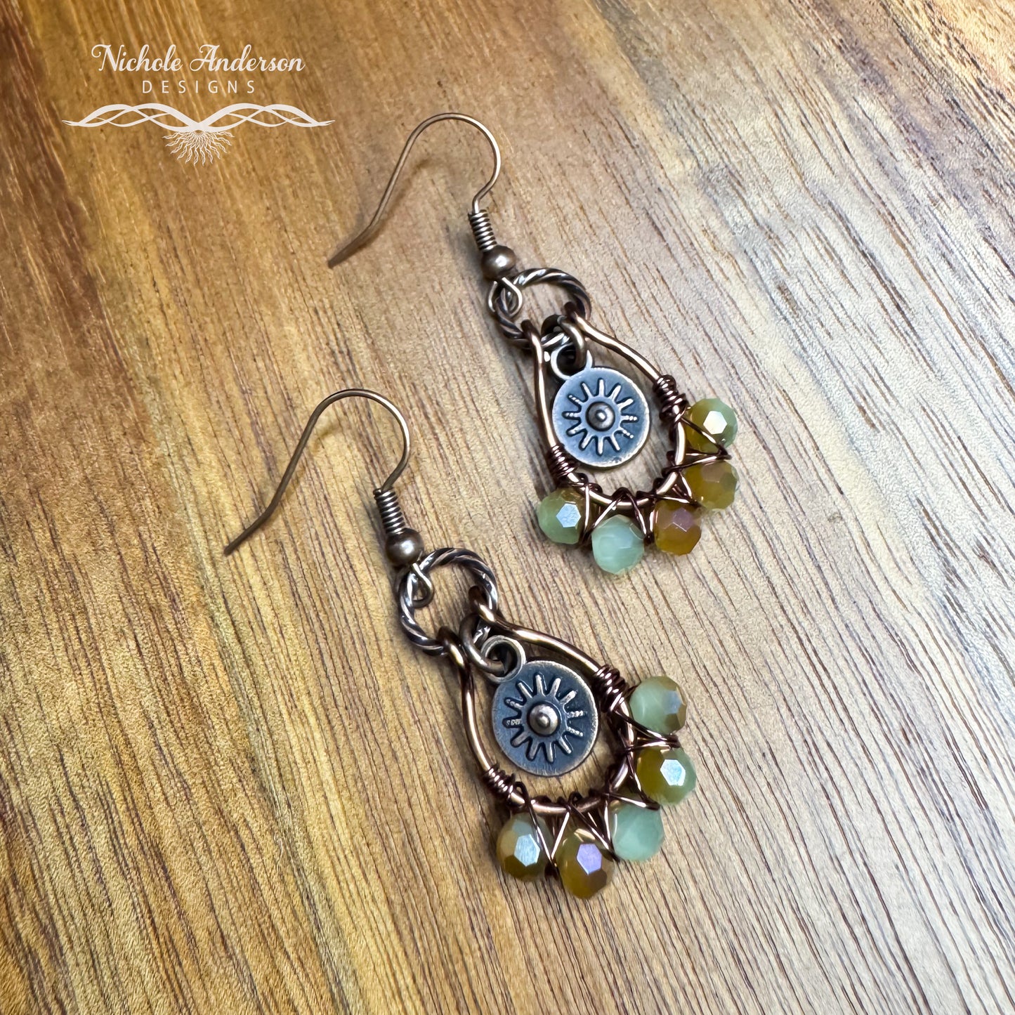 Copper Sun Drop Earrings