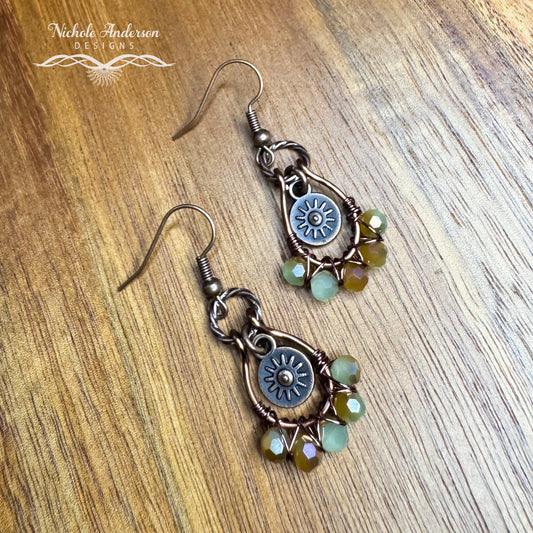 Copper Sun Drop Earrings