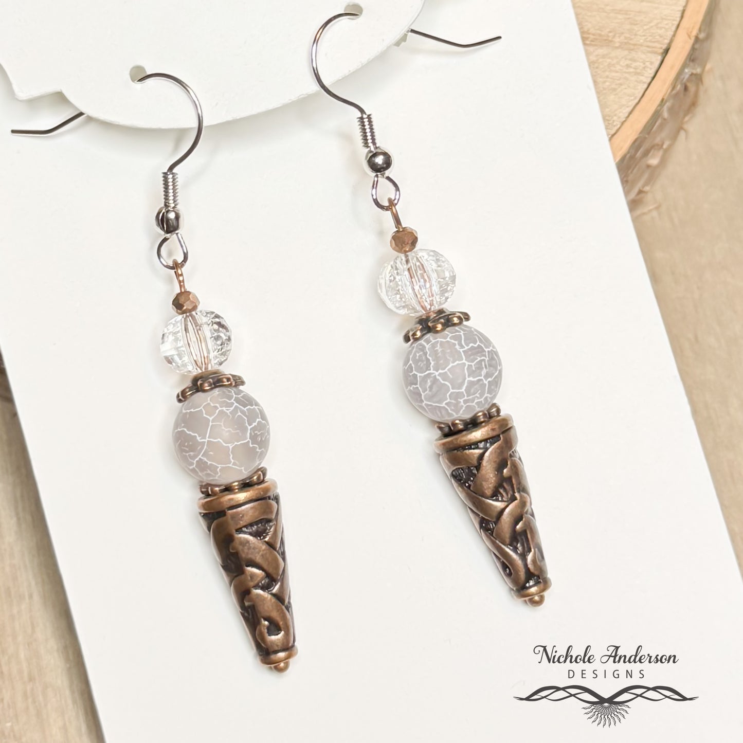 Crackle Agate Ice Cream Earrings