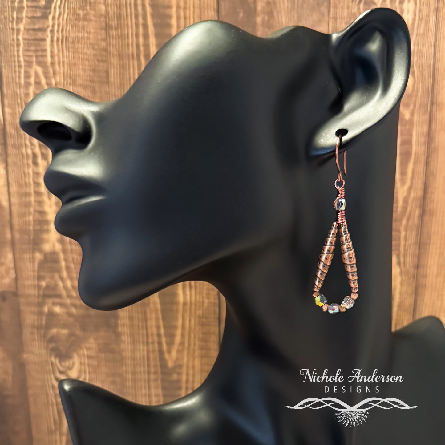 Faceted Vitrail Copper Tube Earrings