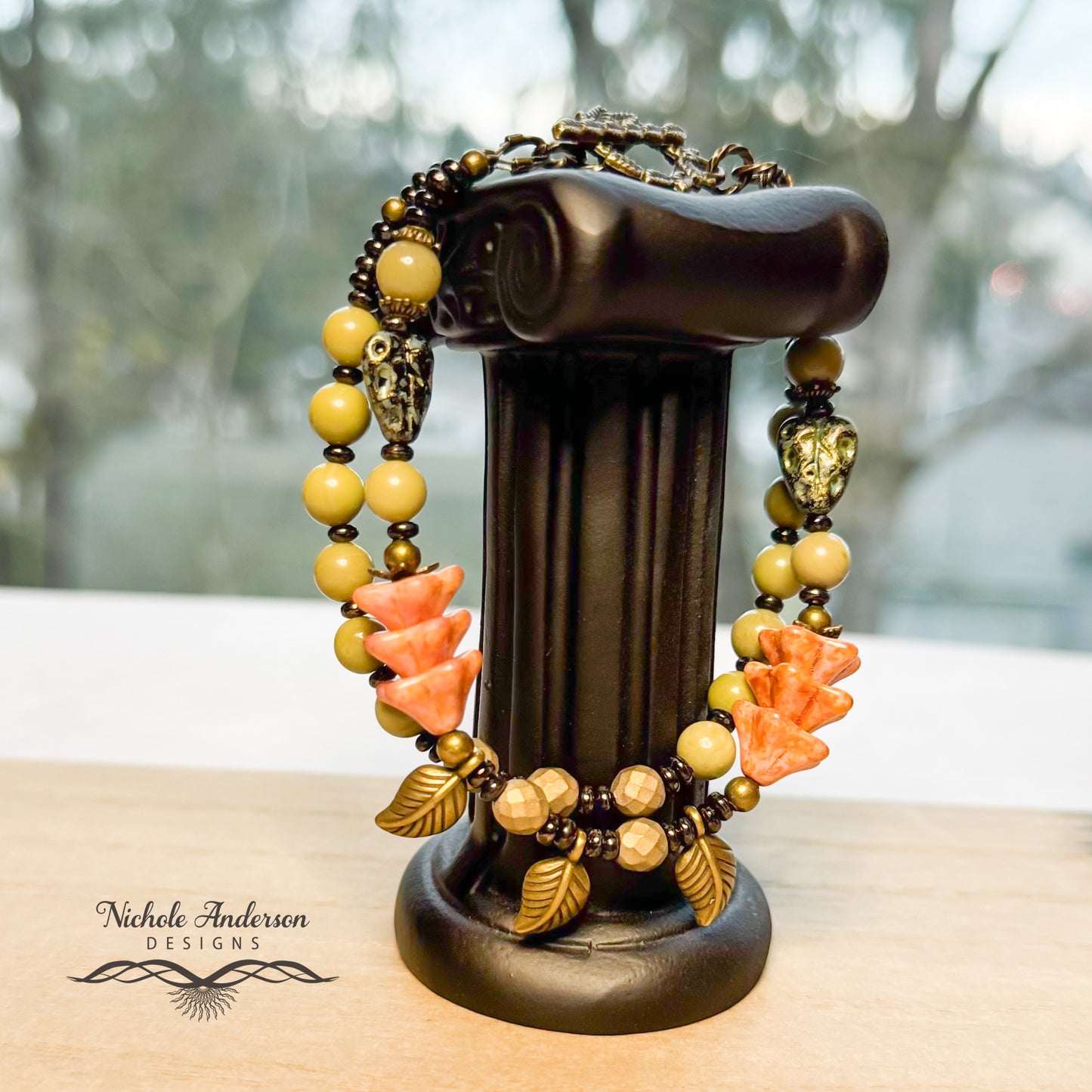 Alashan Agate Two-Strand Bracelet, 8 inches