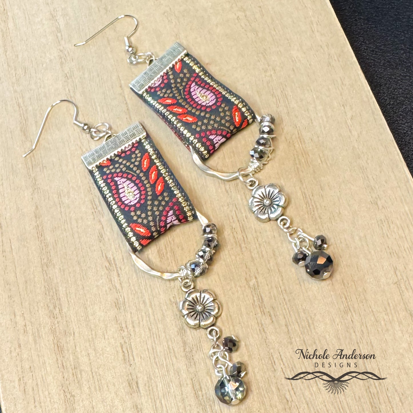 Hawaiian Flower Ribbon Earrings