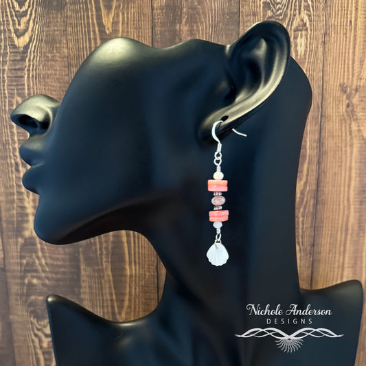 Heishi Rose Shell Earrings