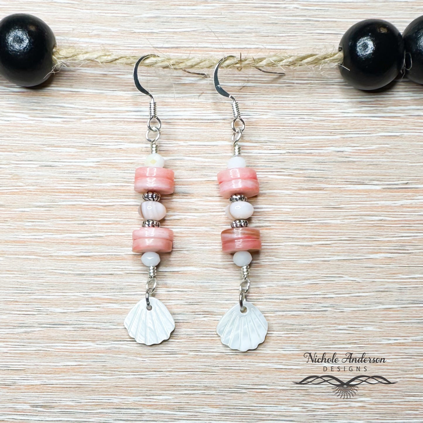Heishi Rose Shell Earrings