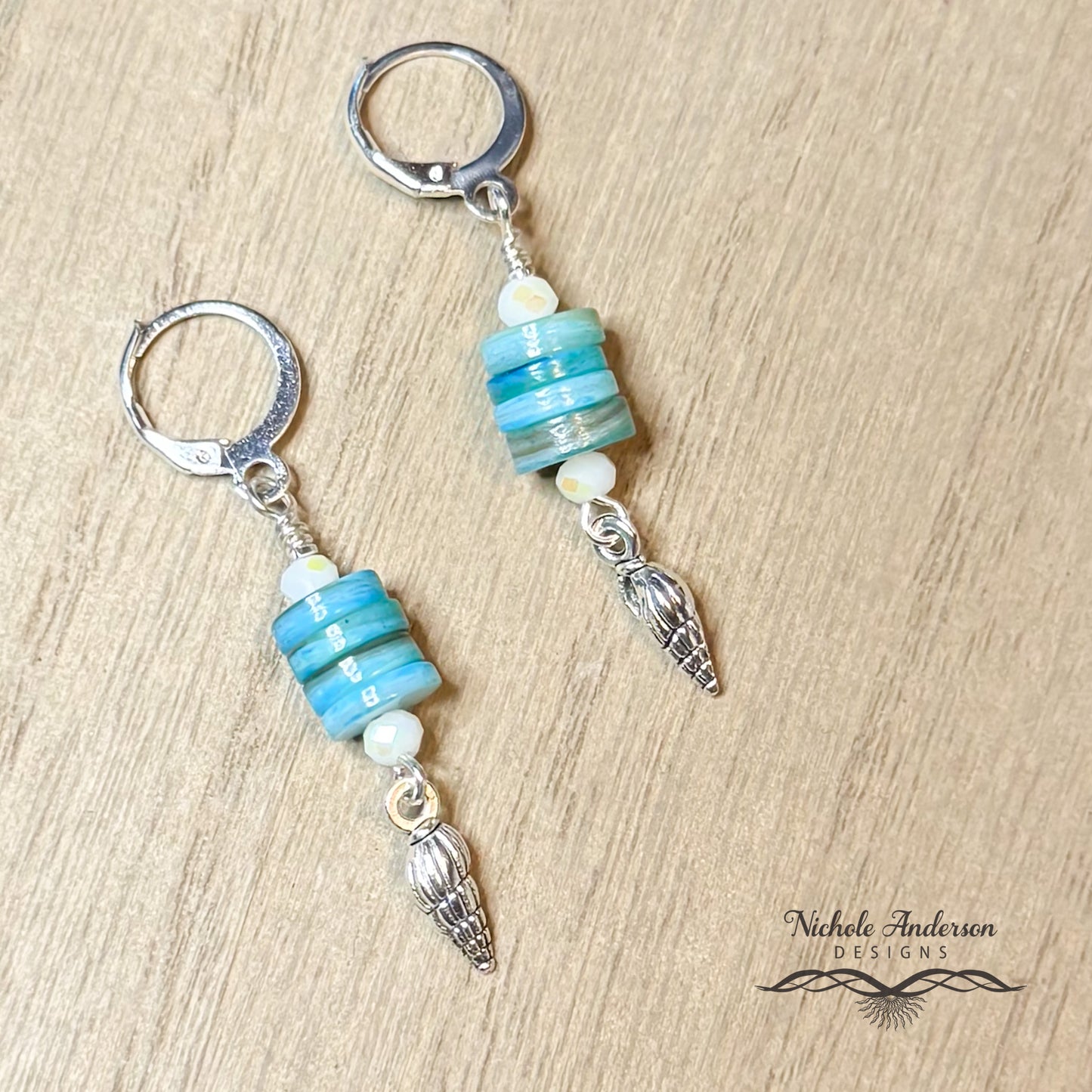 Heishi Turquoise Shell Earrings