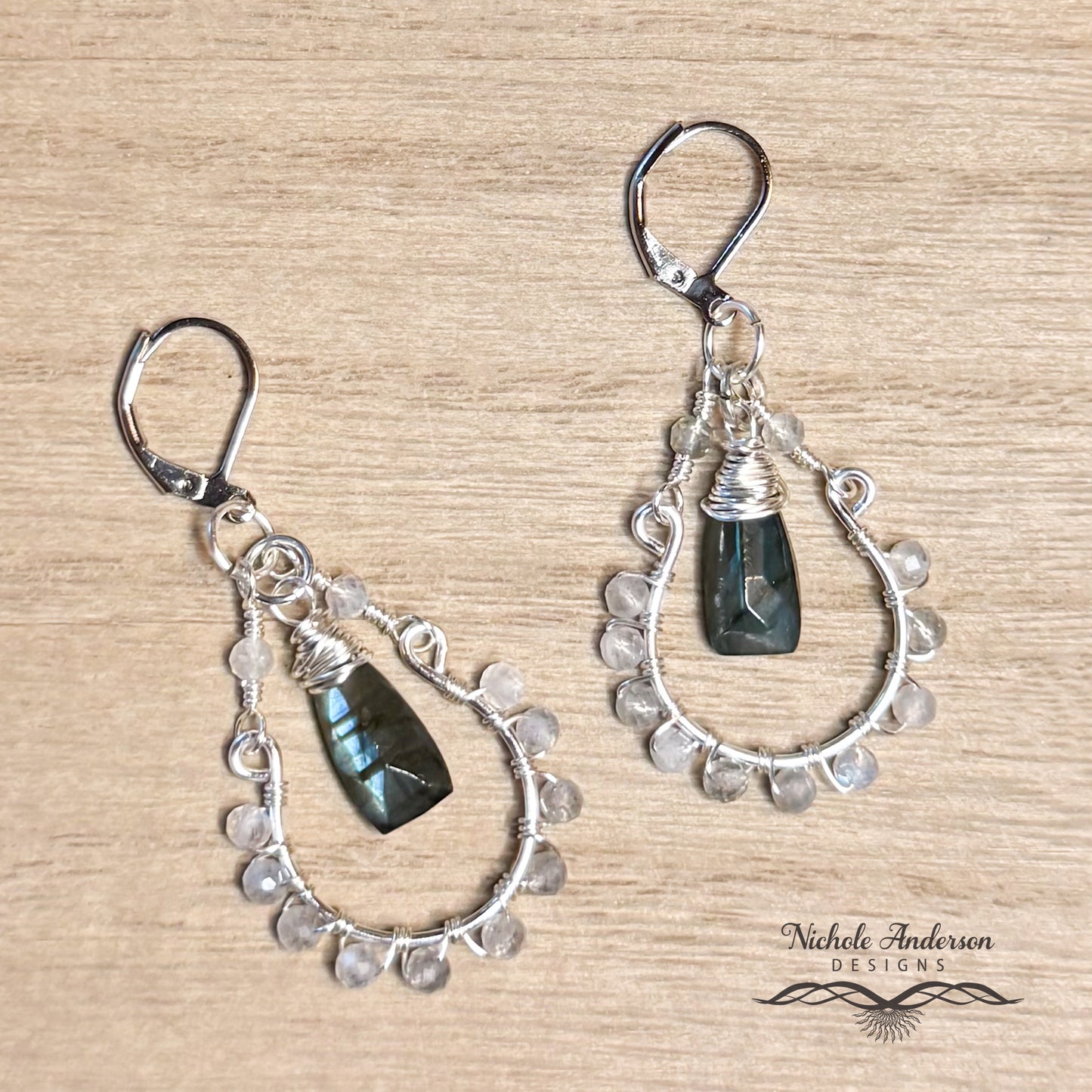 Laboradorite Pyramid Earrings