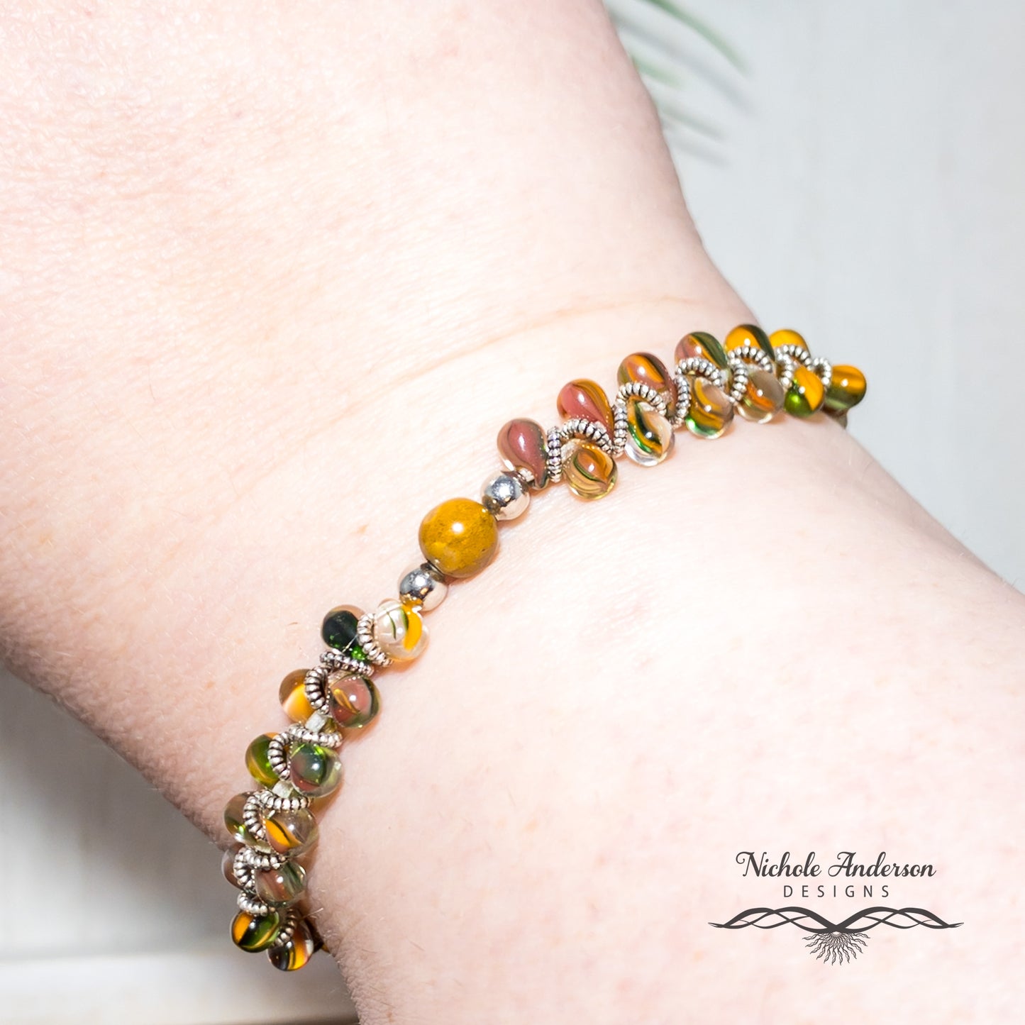 Mookaite Sunset Bracelet, Adjustable, from 5 in" - 8  3/4inches