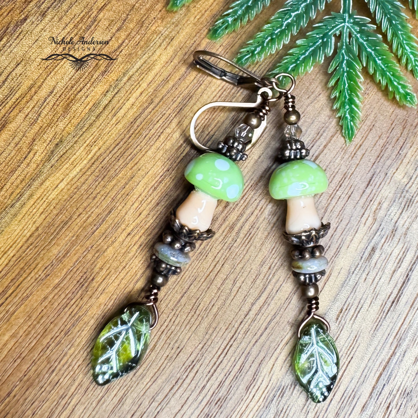Mushroom Leaf Drop Earrings