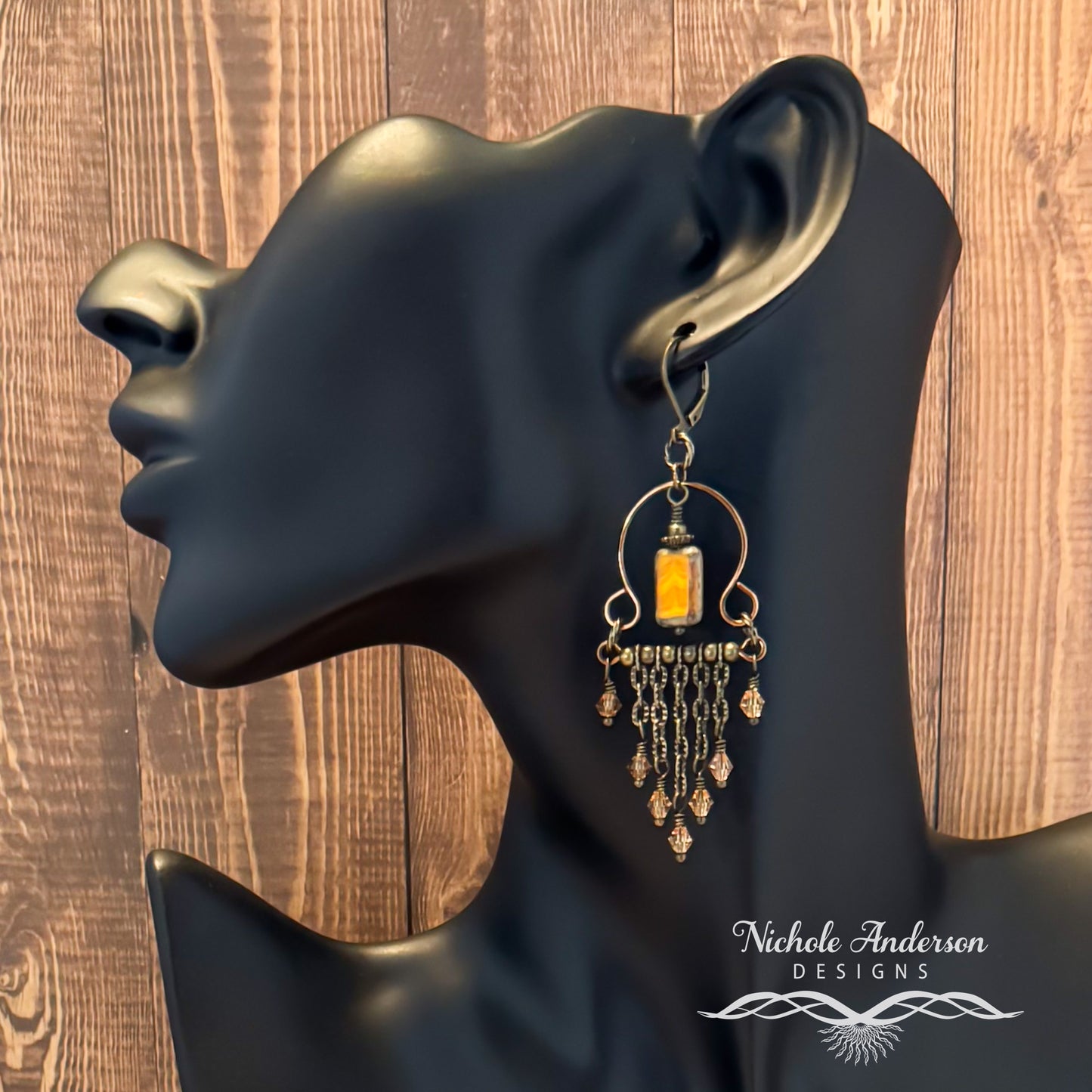 Orange Opal Chandelier Earrings