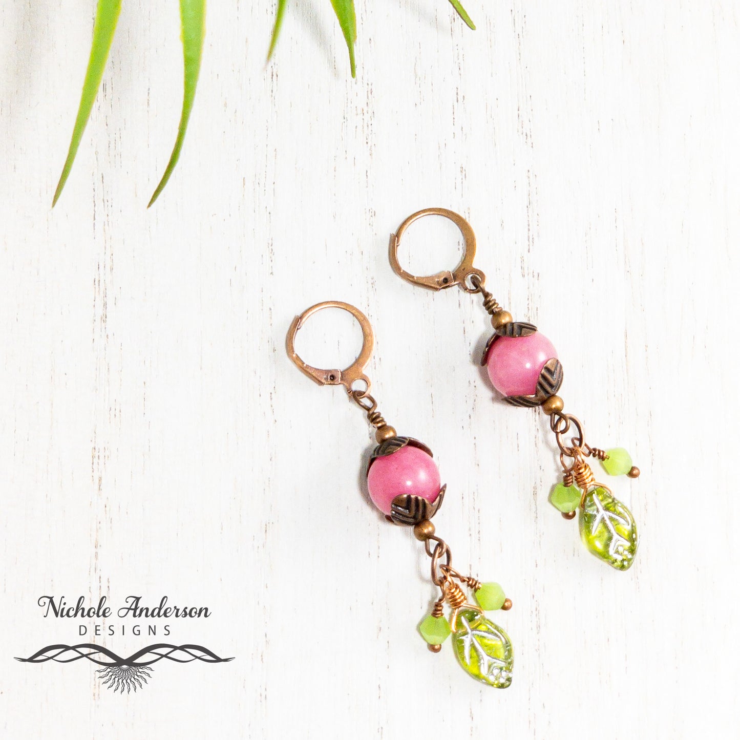 Pink Quartz Spring Earrings