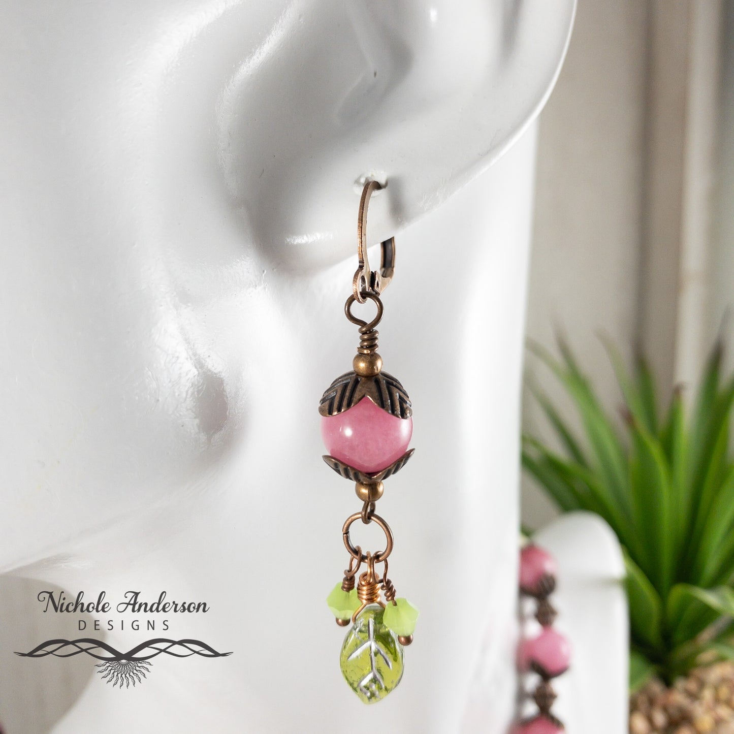 Pink Quartz Spring Earrings