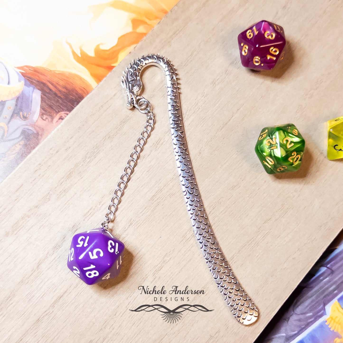 D20 Dice Dragon Bookmark