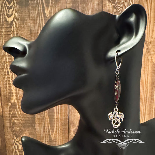 Red Picasso Dragon Earrings