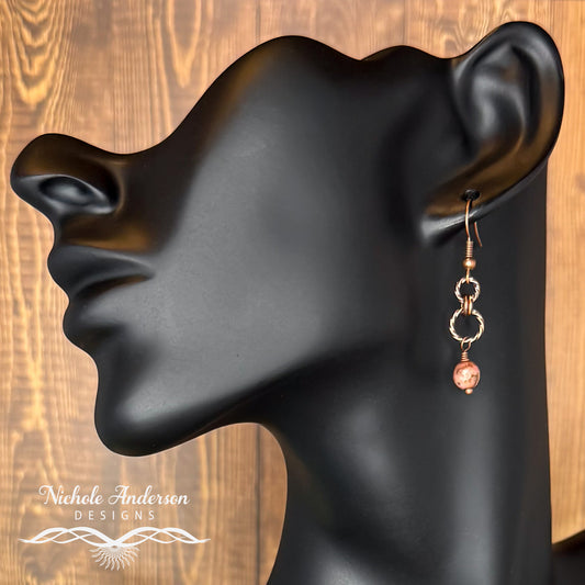 Rhodonite Copper Drop Earrings