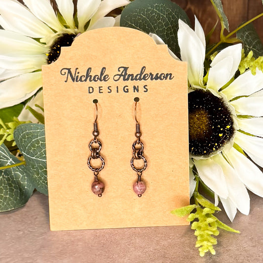 Rhodonite Copper Drop Earrings