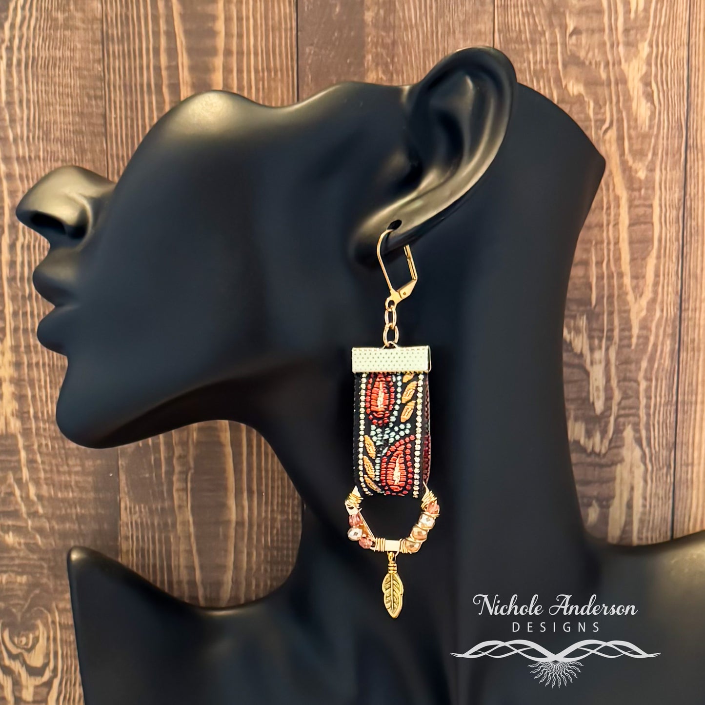 Feather Flame Ribbon Earrings