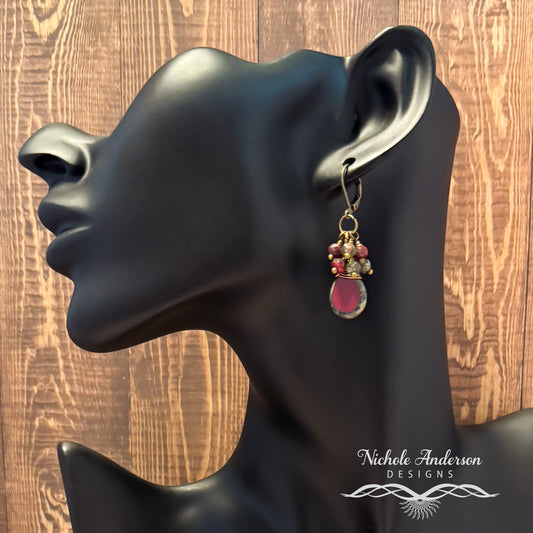 Ruby Pear Brio Cluster Earrings